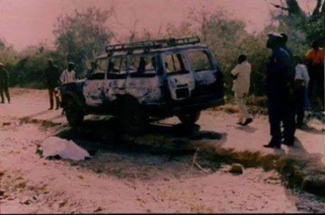 Image d'archives du véhicule transportant Norbert Zongo et ses compagnons d'infortunes le 13 décembre 1998