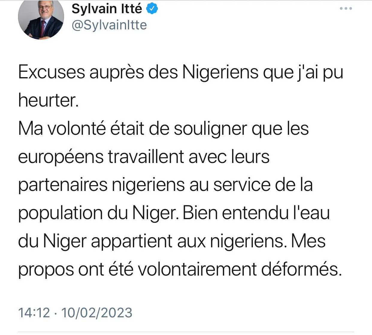 Niger ambassadeur France Sylvain Itté