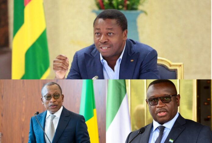 Les présidents du Togo (en haut) du Bénin (à gauche) et de la Sierra Leone (à droite) désignés pour une médiation au Niger