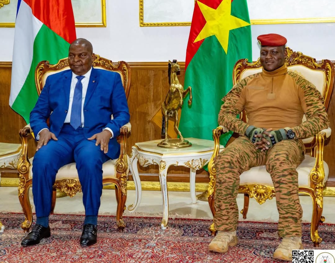 Le Président du Faso, le capitaine Ibrahim Traoré et le Président Centrafricain, Faustin- Archange Touadera