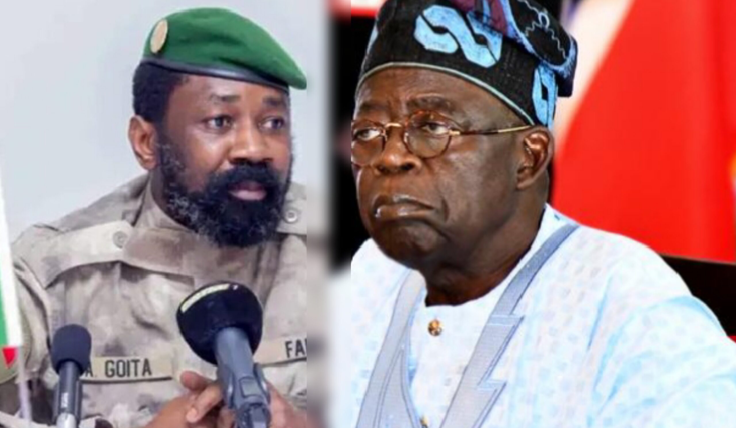 Le président en exercice de l'AES, le général d'armée Assimi Goïta (à gauche) et le président en exercice de la CEDEAO, Ahmed Bola Tinubu (à droite)